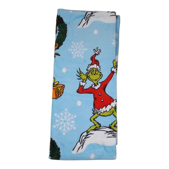 Dr. Seuss The Grinch Oversized Plush Throw Blanket 50x60" Holiday Christmas Blue - Picture 2 of 15